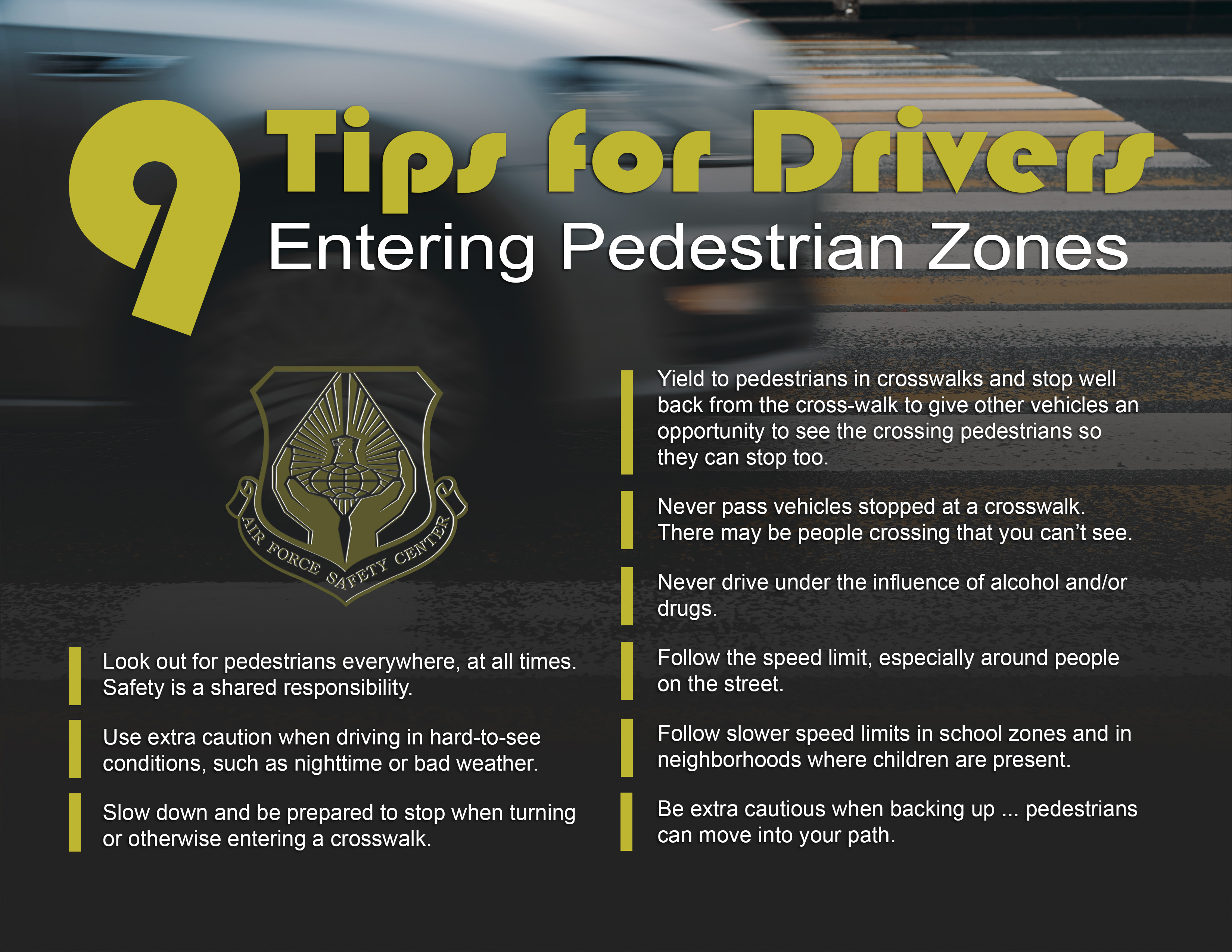 9 Tips for drivers pedestrian crossing 